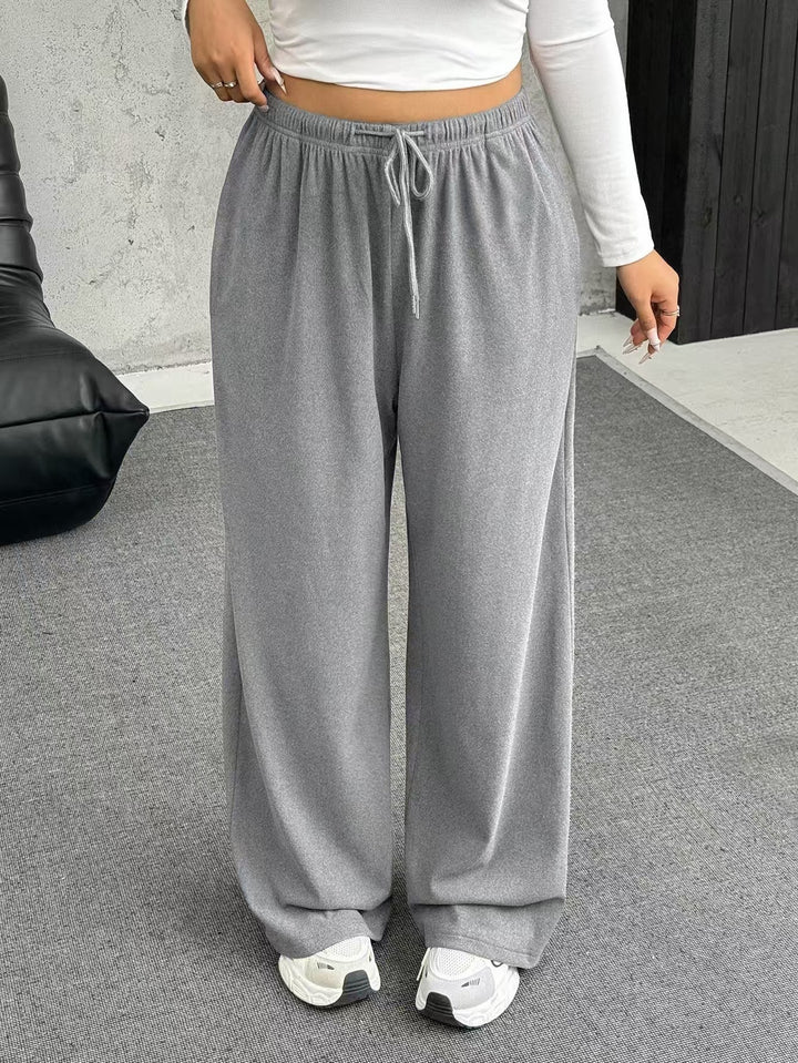 Women's wide relaxed pants with high waistband, elastic drawstring, and wide leg Mune Fashion