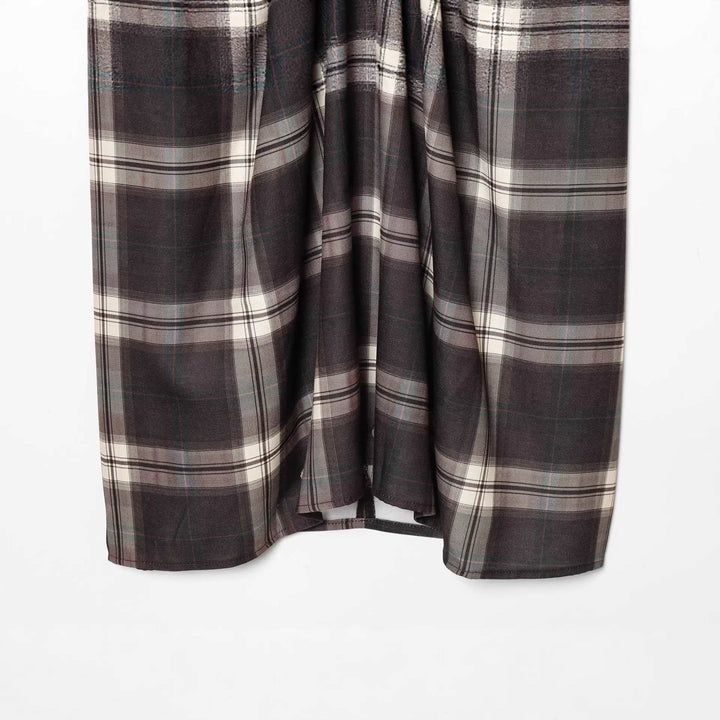 Women's midi skirt with check pattern and decorative front draping Mune Fashion