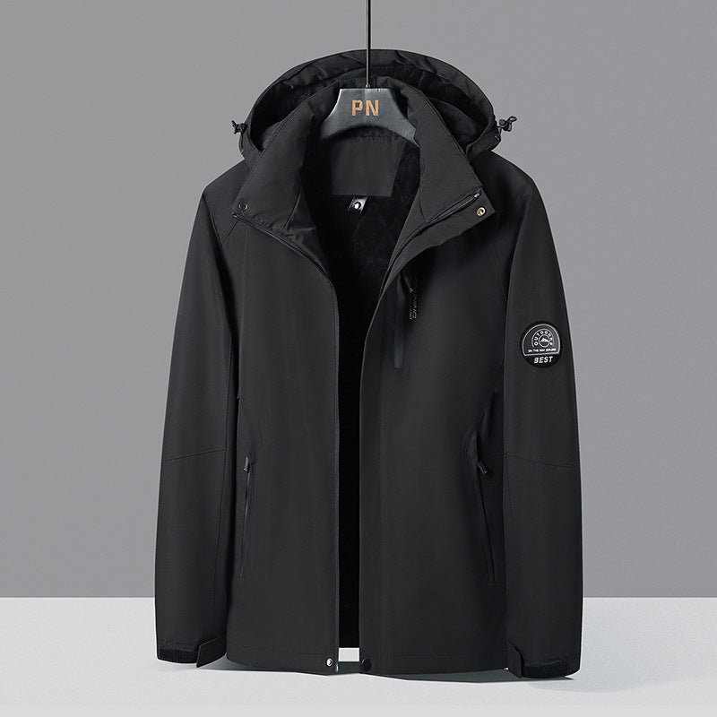 Men's two-toned softshell outdoor jacket with windproof membrane, adjustable hood and concealed chest pocket Mune Fashion