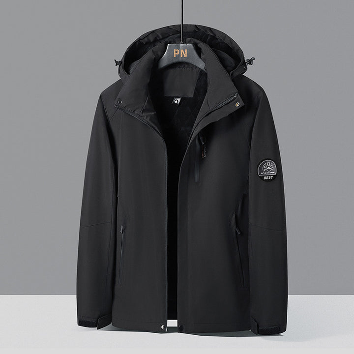 Men's two-toned softshell outdoor jacket with windproof membrane, adjustable hood and concealed chest pocket Mune Fashion