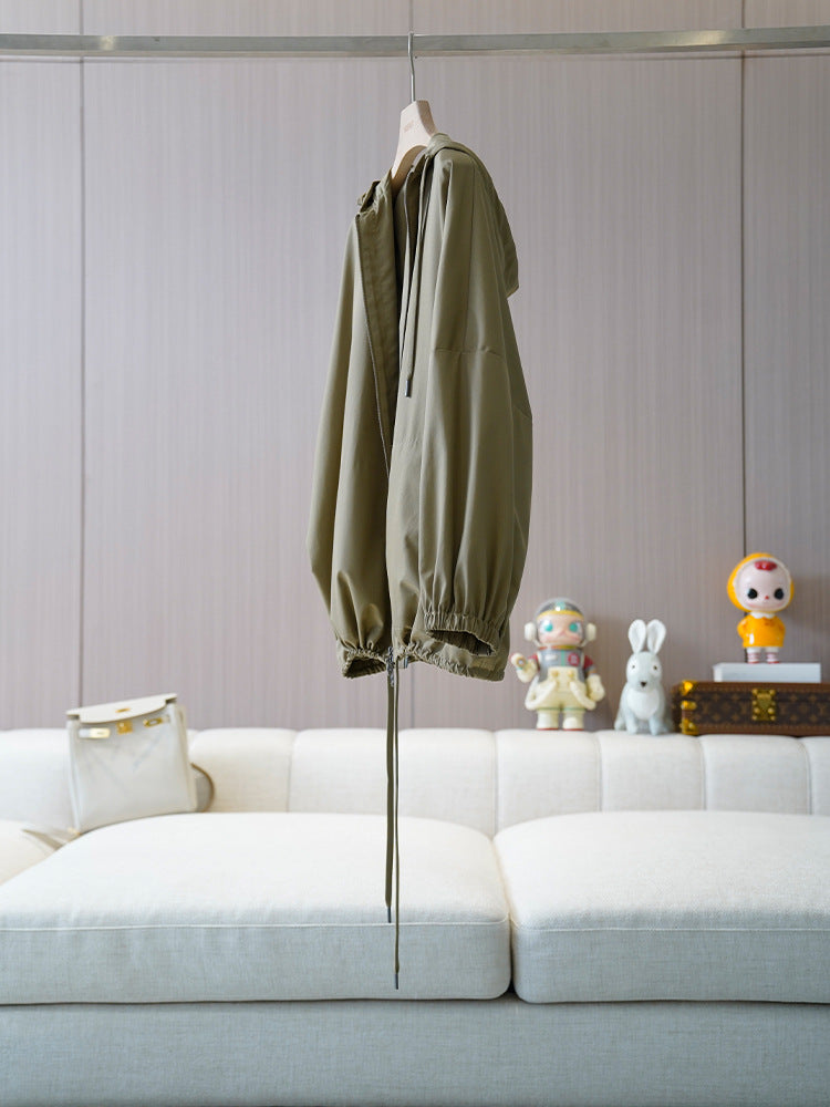 Women's Casual Hooded Jacket with Adjustable Waist Mune Fashion