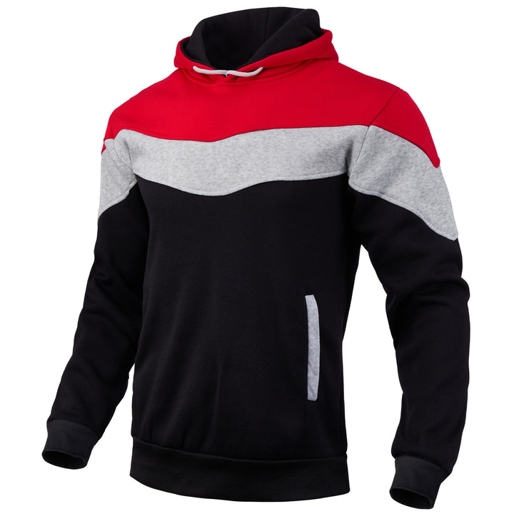 Men's Colorblock Hoodie with High Funnel Collar, Hidden Side Pockets and Ribbed Cuffs Mune Fashion