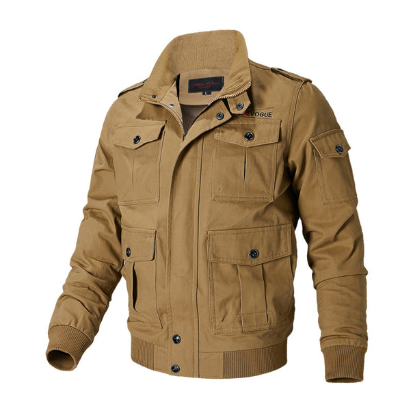 Men's military field jacket with multiple pockets, shoulder epaulettes, and ribbed cuffs Mune Fashion