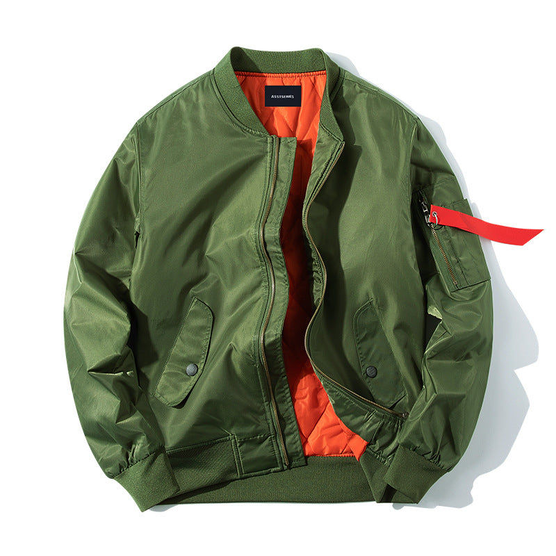Men's  pilot-style insulated zip-front bomber with quilted lining sleeve utility pocket and snap waist pockets Mune Fashion
