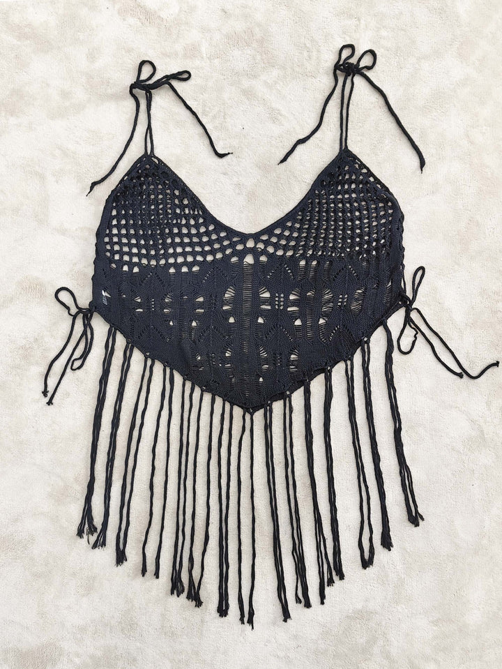 Women's crochet bikini top with frayed details Mune Fashion