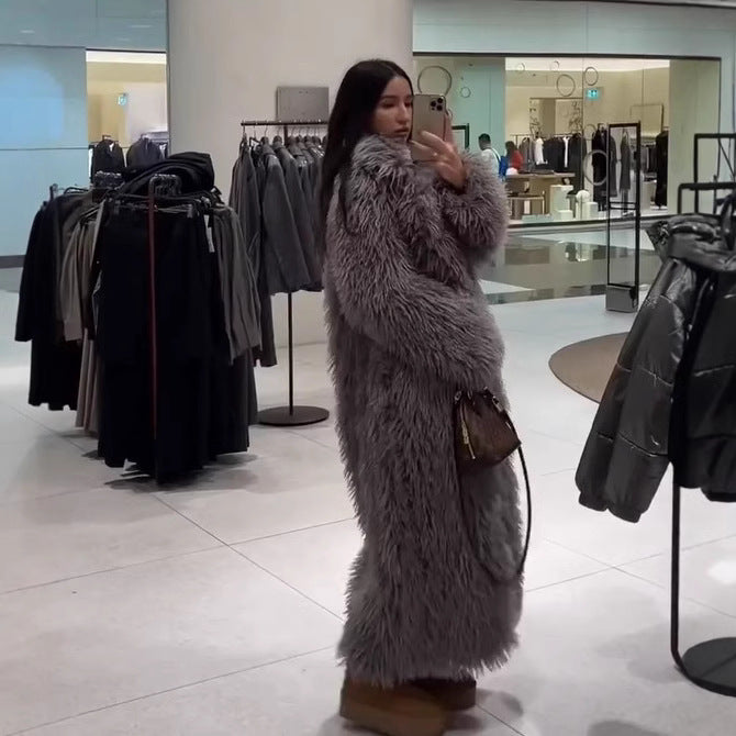 Women's Long Faux Fur Coat Mune