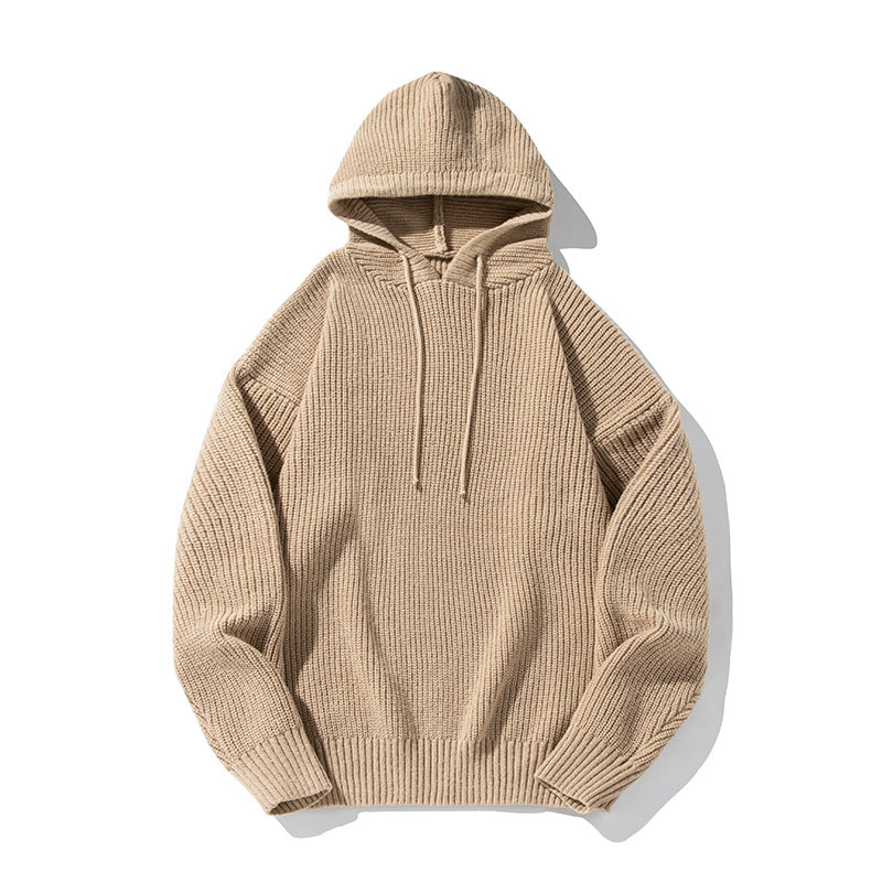 Unisex Chunky Knit Oversized Hooded Sweater with Ribbed Cuffs and Drawstring Mune Fashion