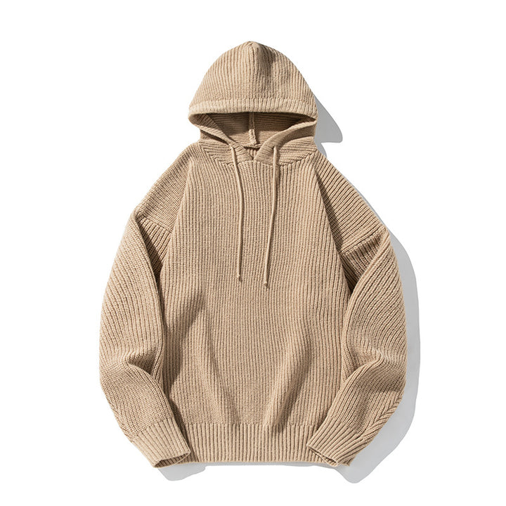 Unisex Chunky Knit Oversized Hooded Sweater with Ribbed Cuffs and Drawstring Mune Fashion