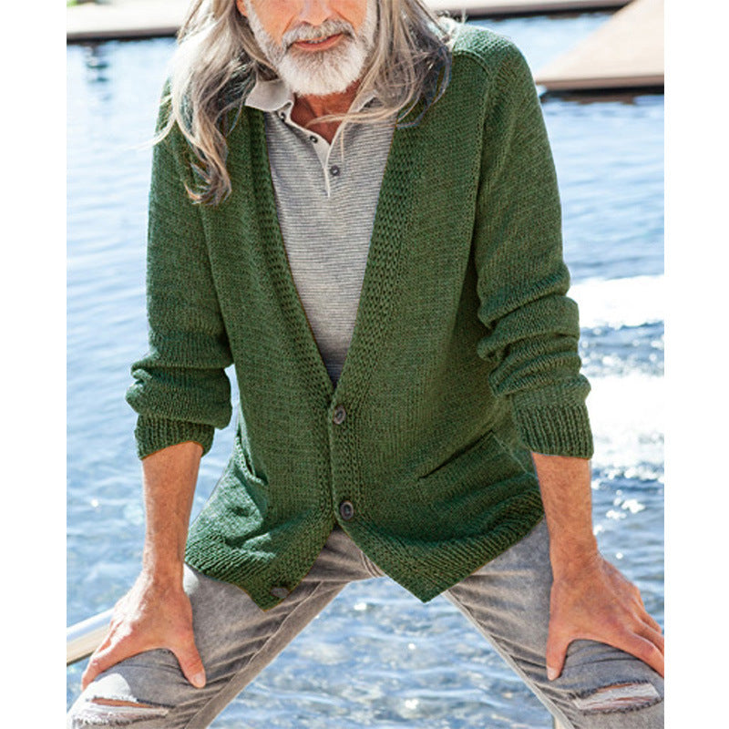 Men's knit cardigan with hood and patch pockets Mune Fashion