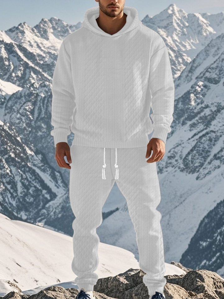 Men's Cozy Leisure Set with Hood and Elastic Waistband Mune