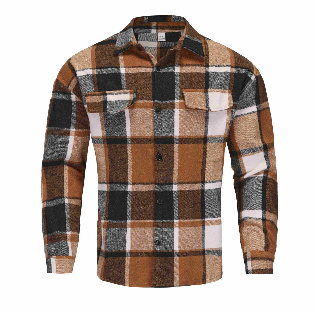 Men's Checked Flannel Shirt Jacket with Chest Pockets and Button Placket Mune Fashion