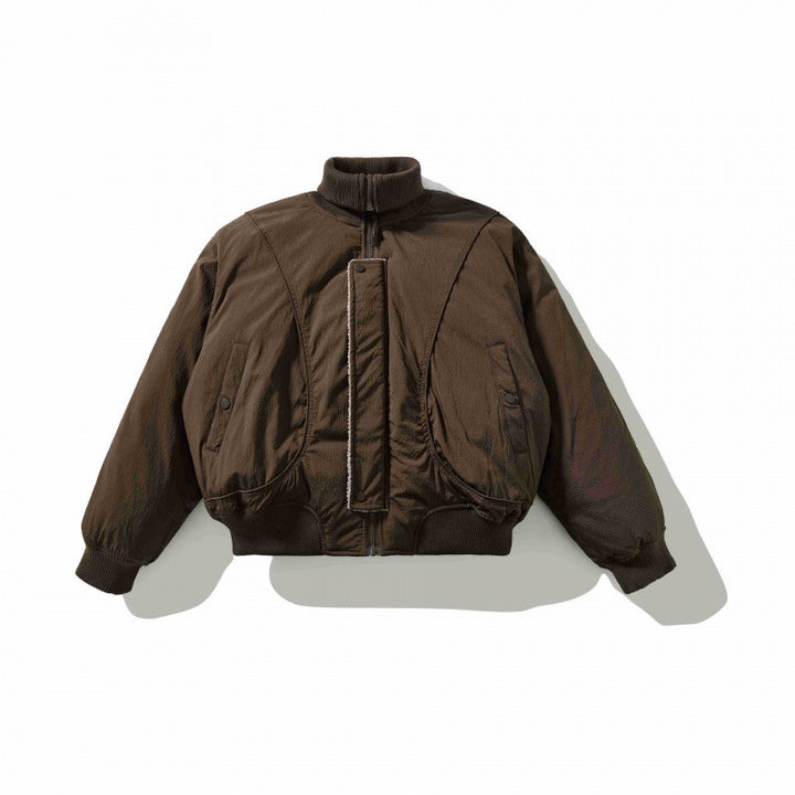 Unisex Short Cut Volume Bomber Jacket with High Ribbed Collar, Concealed Press Stud Placket and Rounded Flap Pockets Mune Fashion