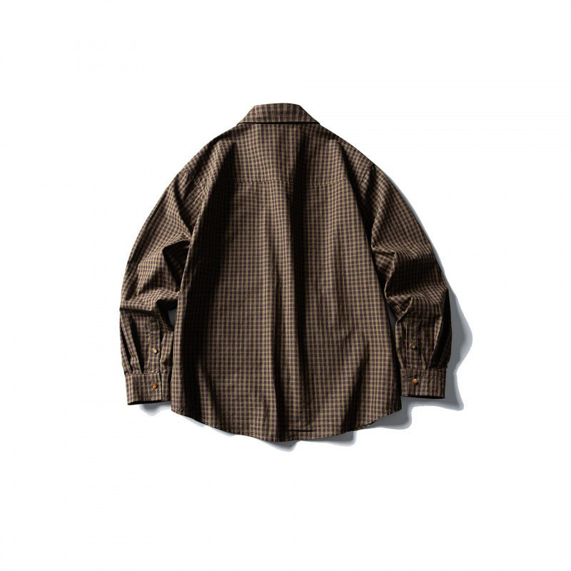 Men's overshirt in check pattern with front pockets and snap button placket Mune Fashion