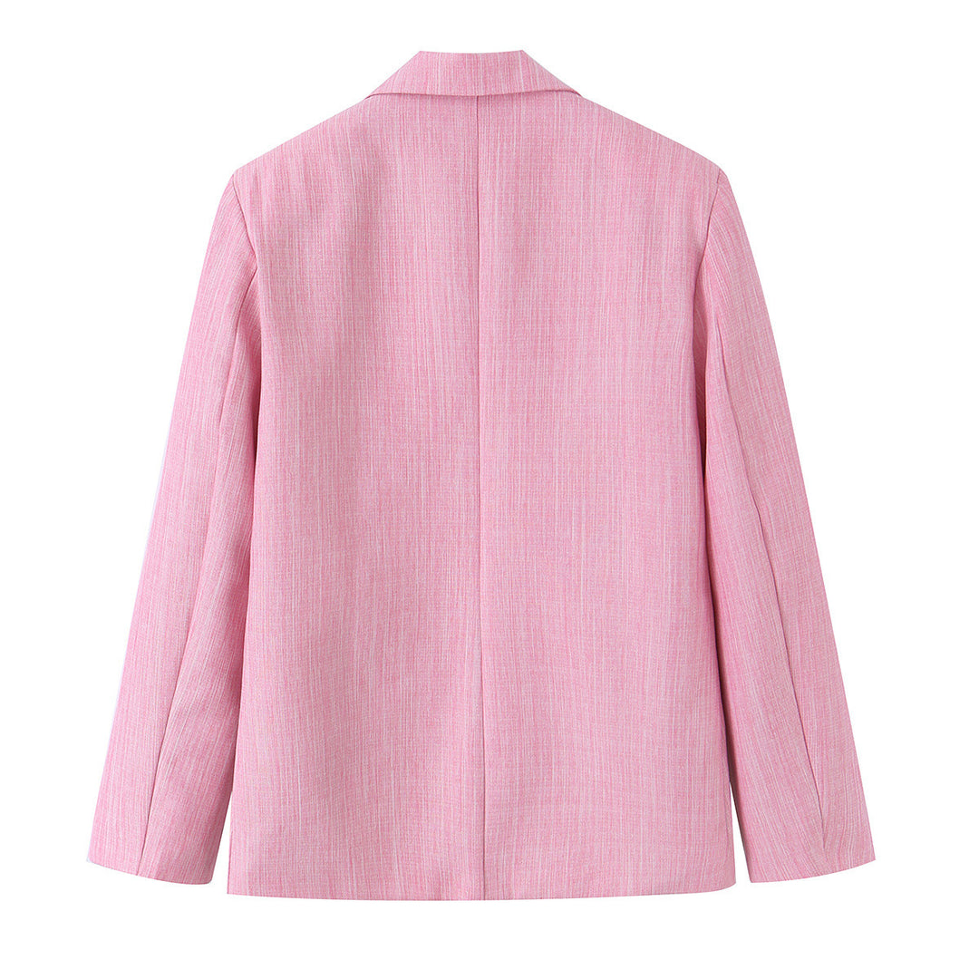 Women's Two-Piece Business Set with Fitted Single-Button Blazer and Wide Pleated Pants Mune Fashion