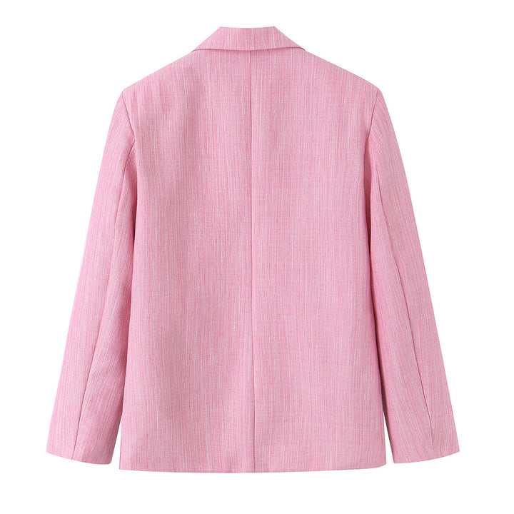 Women's Two-Piece Business Set with Fitted Single-Button Blazer and Wide Pleated Pants Mune Fashion