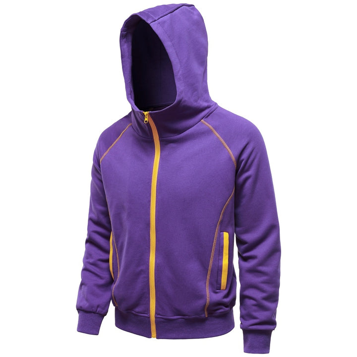 Men's hoodie zip jacket in sporty raglan style with contrast seams and ribbed cuffs Mune Fashion