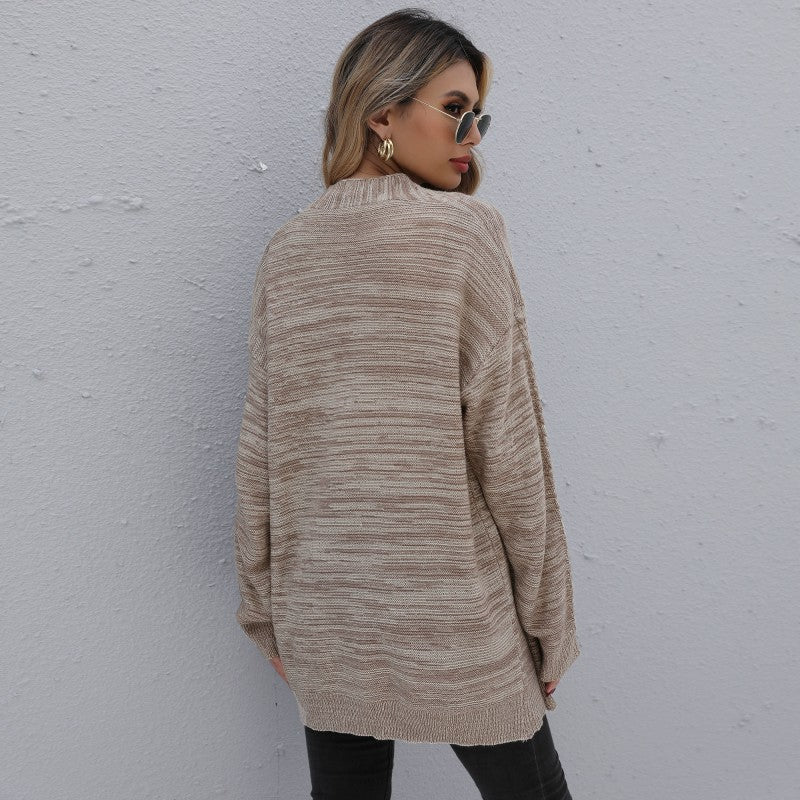 Women's Casual Oversized Knit Cardigan with Cable Pattern Open Front Mune Fashion
