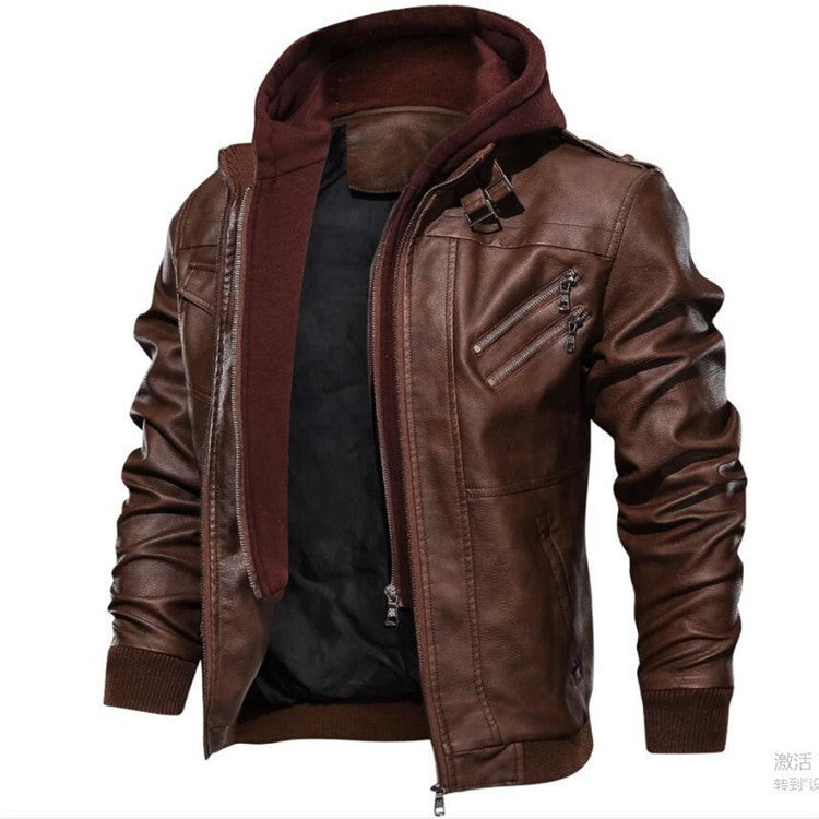 Men's Stylish Faux Leather Jacket with Removable Inner Fleece Mune Fashion
