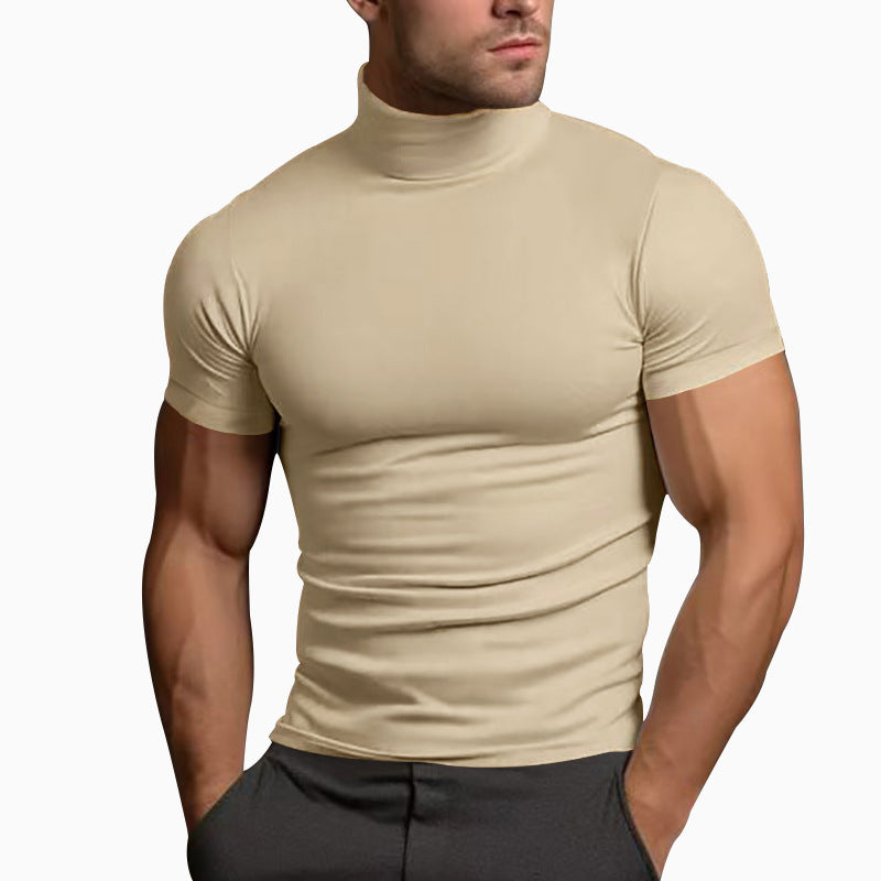 Men's body-hugging short-sleeve roll-neck shirt made of stretch jersey Mune Fashion