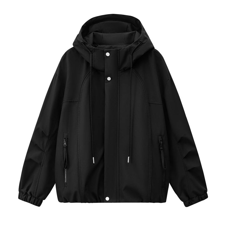 Men's Lightweight Hooded Utility Transition Jacket with Water-Repellent Outer Shell and Elastic Hem Mune Fashion