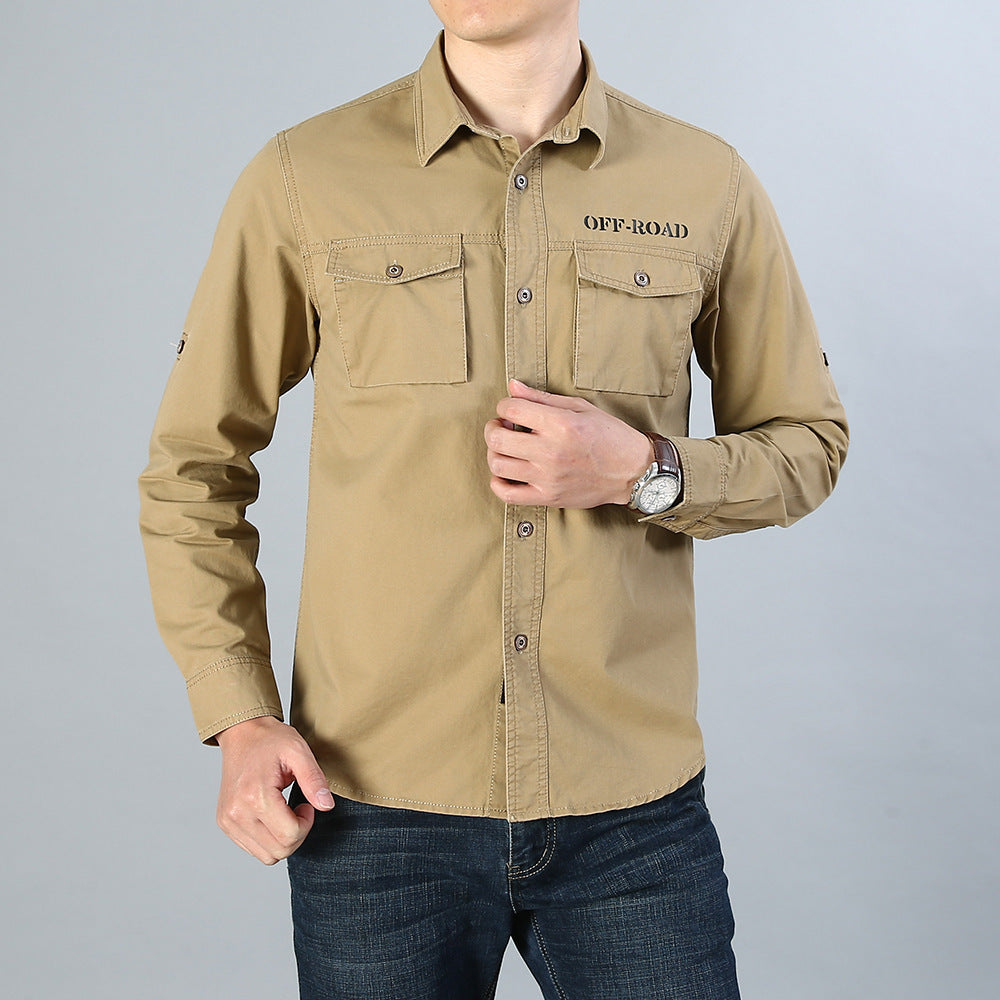 Men's military shirt with chest pockets, sleeve roll function and off-road print Mune Fashion