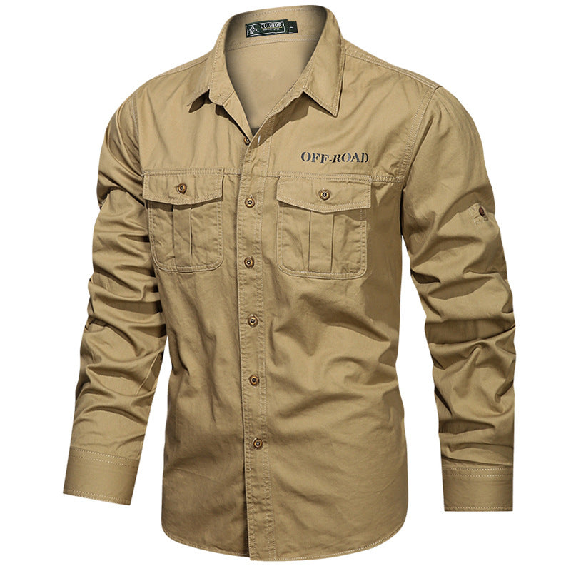 Men's Off-Road Safari Shirt with reinforced flap chest pockets, spread collar, and roll-up sleeves Mune Fashion