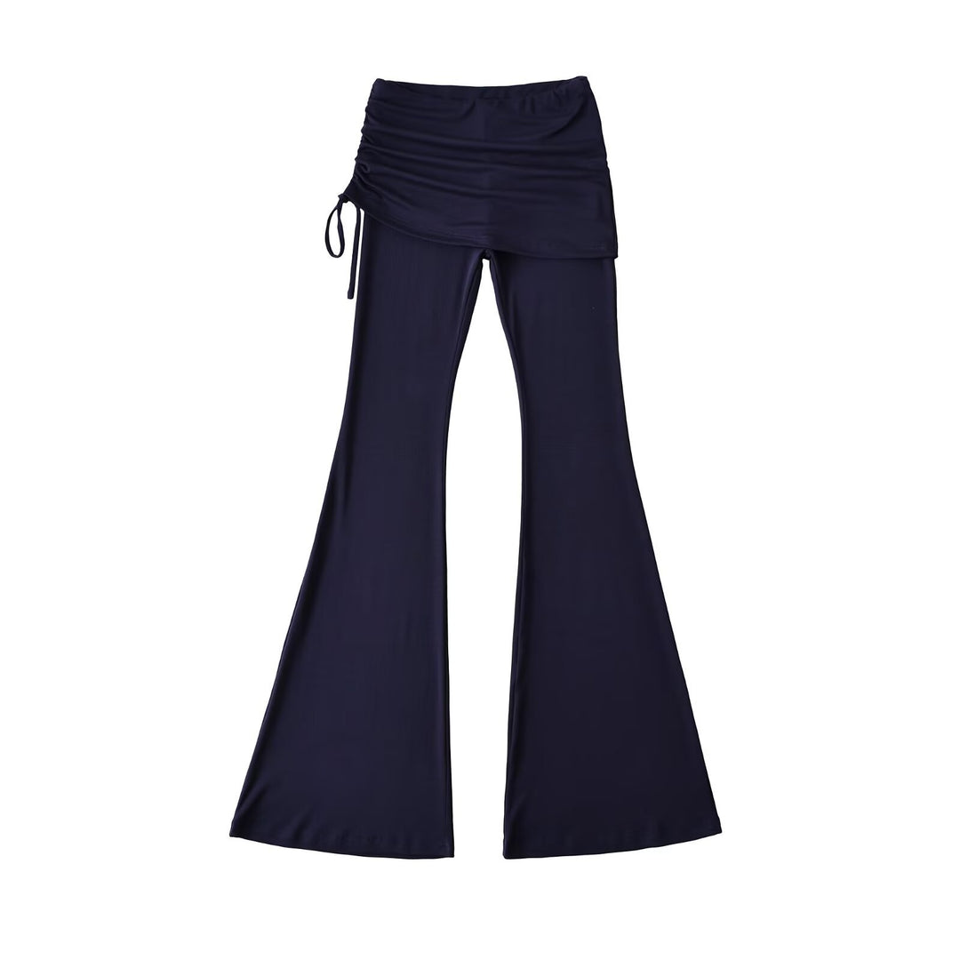 Women’s flared trousers with integrated mini skirt overlay and drawstring Mune Fashion