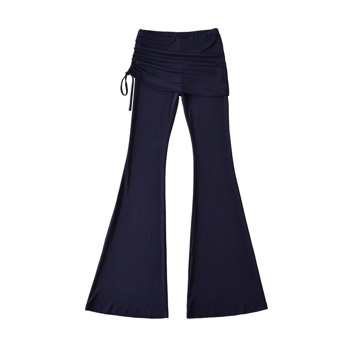 Women’s flared trousers with integrated mini skirt overlay and drawstring Mune Fashion