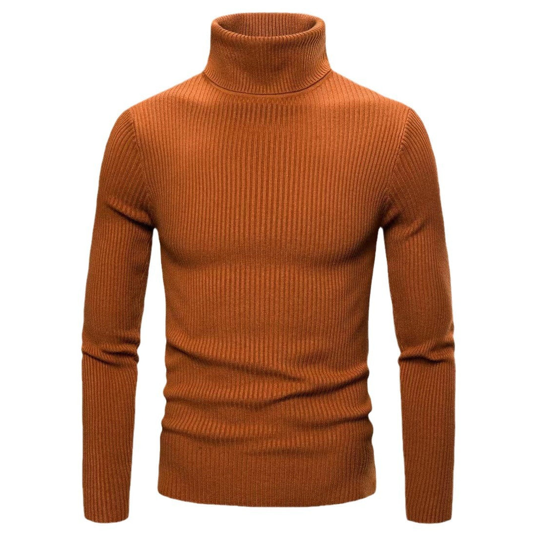 Men's narrow-fitting ribbed turtleneck sweater made of fine knit with stretch and thermoregulating wool blend Mune Fashion