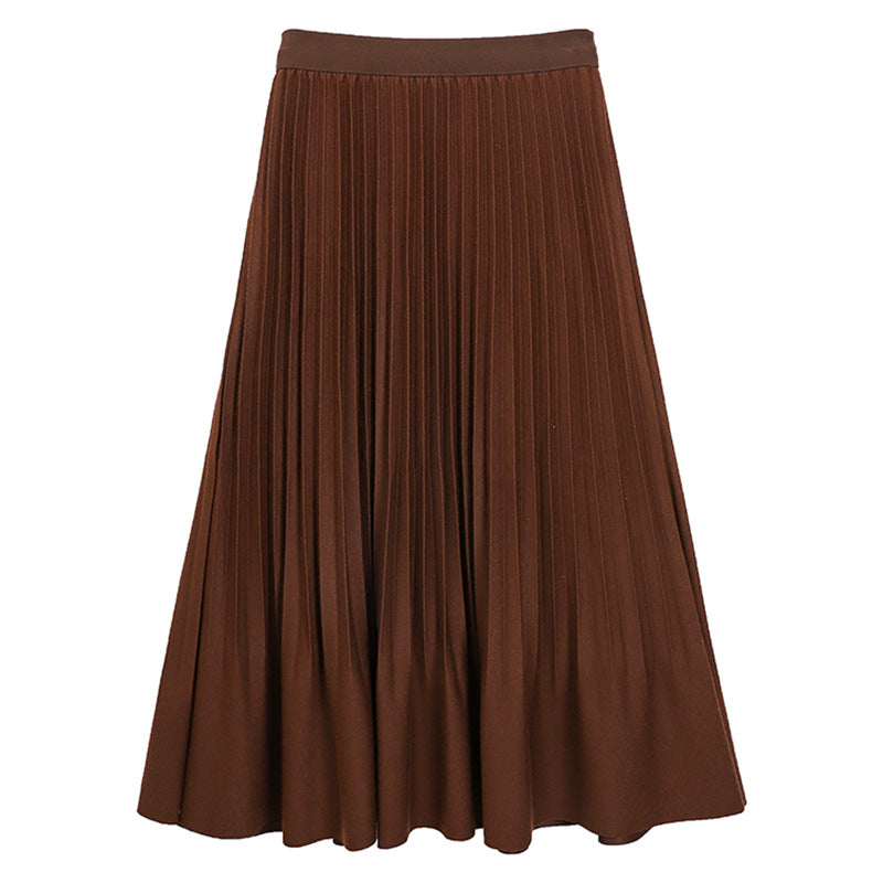 Women's knee-length to calf-length pleated circle skirt with elastic comfort waistband and softly falling flounced edge Mune Fashion
