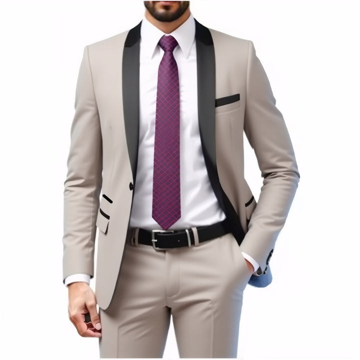Men's Slim Fit Tuxedo with Shawl Collar and One-Button Jacket Mune Fashion