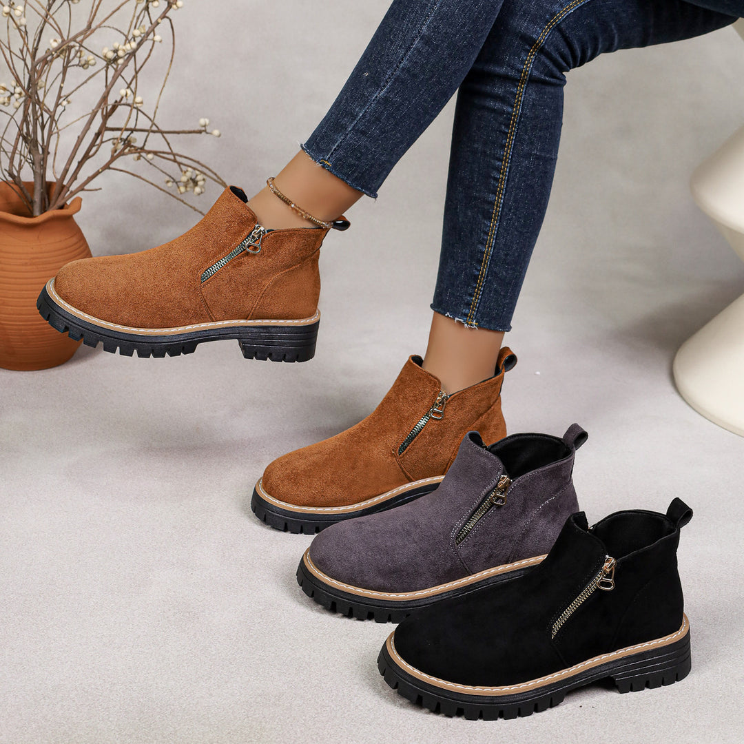 Women Stylish Ankle Boots with Zipper Mune Fashion