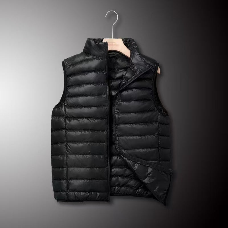 Men's Ultra-light Down-look Padded Vest with Chamber Cut and Stand Collar Mune Fashion