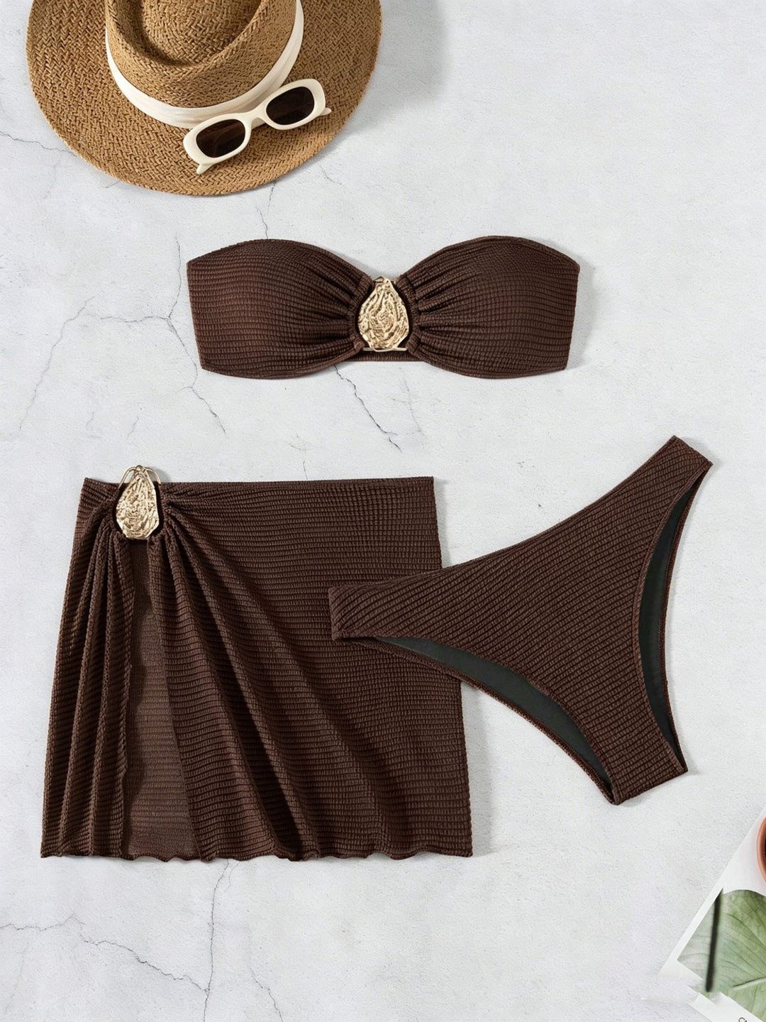 Women's bandeau bikini set with decorative wrap skirt Mune Fashion