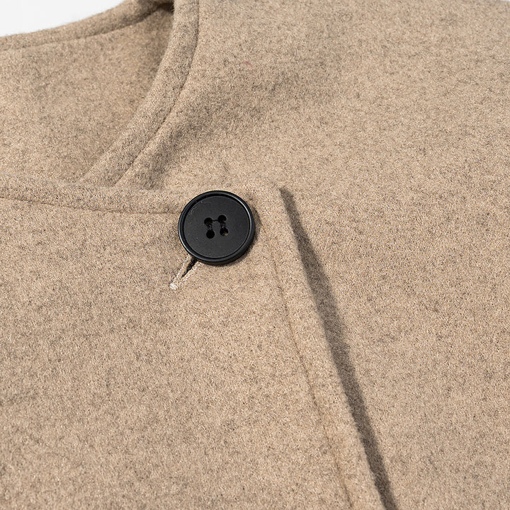 Women's Short Boxy Wool Blend Blazer with Asymmetric Button Placket Mune Fashion