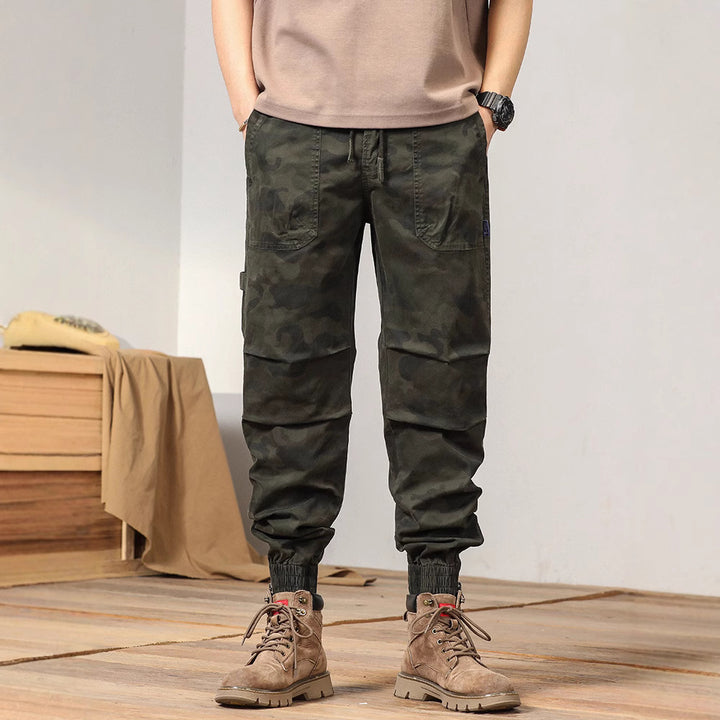 Herren Camouflage Utility-Joggerhose mit elastischem Tunnelzugbund, Kniefalten und Mehrfachtaschen Mune Fashion