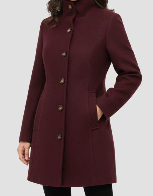 Ladies Elegant Wool Jacket with High Collar