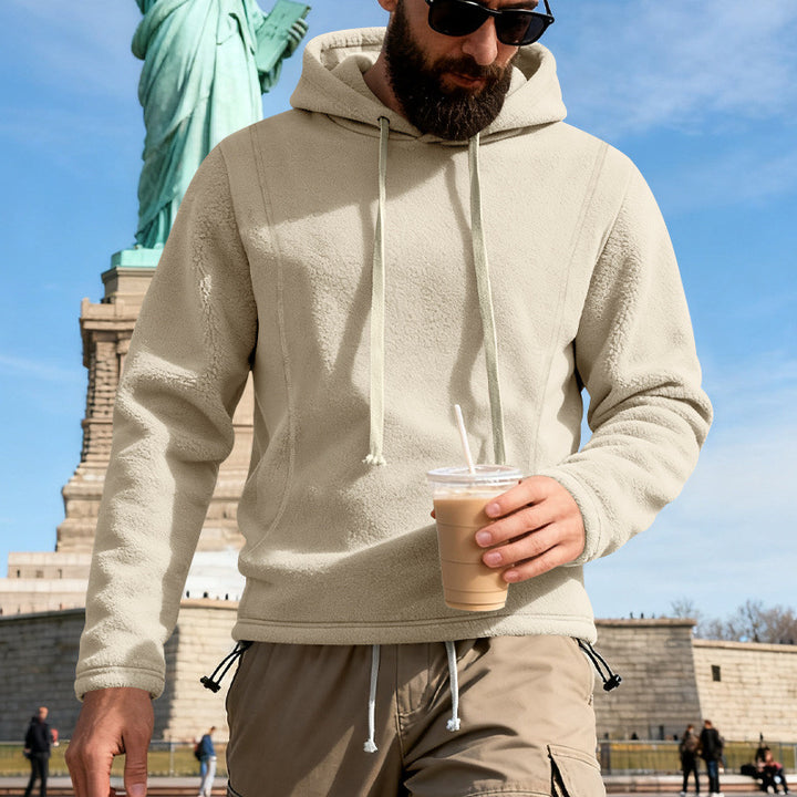 Men's fleece hoodie with teddy texture, hood, and relaxed fit Mune Fashion