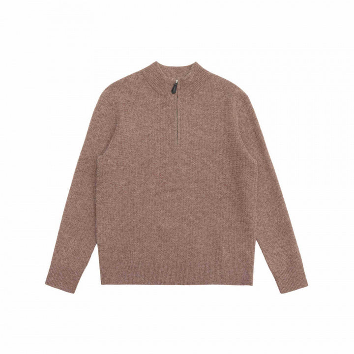 Men's textured knit sweater with half zip, stand-up collar and oversized silhouette Mune Fashion
