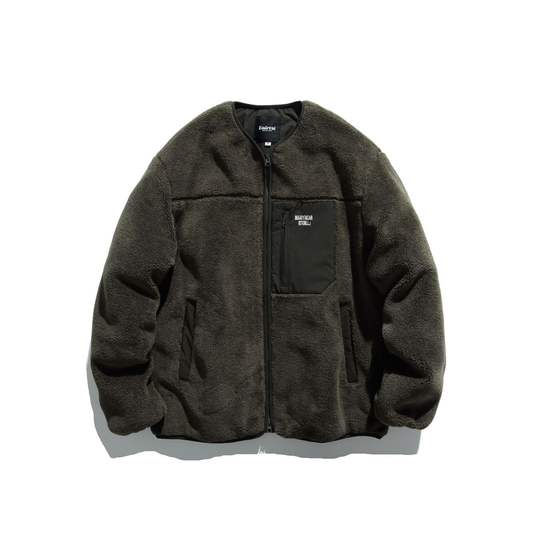 Unisex Short Cut Teddy Fleece Jacket with Nylon Chest Pocket and Full Zip Mune Fashion