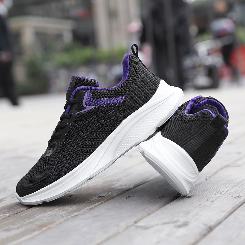 Women's seamless knit walking shoe with breathable mesh upper, ergonomic wave cushioning, and reinforced heel tab Mune Fashion