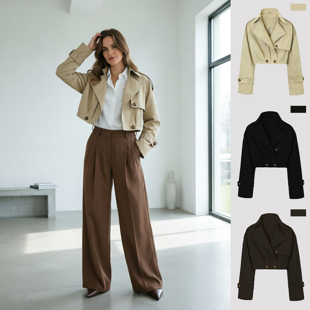Women's Stylish Cropped Trench Coat Jacket Mune Fashion