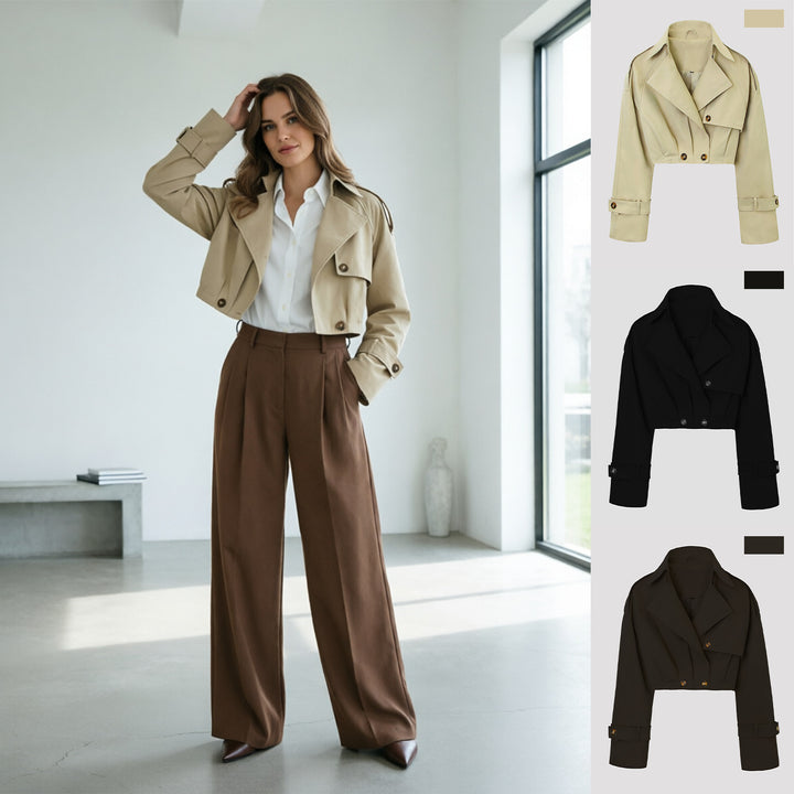 Women's Stylish Cropped Trench Coat Jacket Mune Fashion