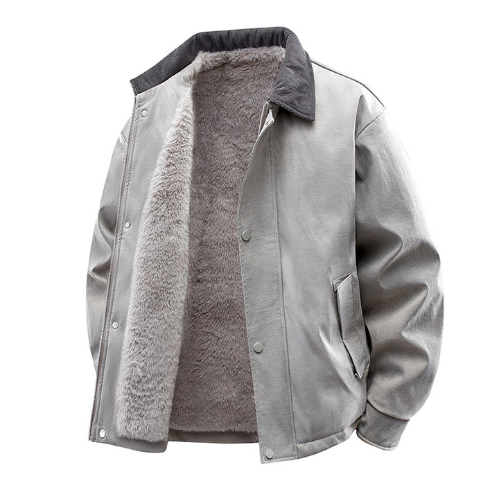 Men's Casual Faux Leather Jacket with Teddy Lining Mune Fashion 1787738670