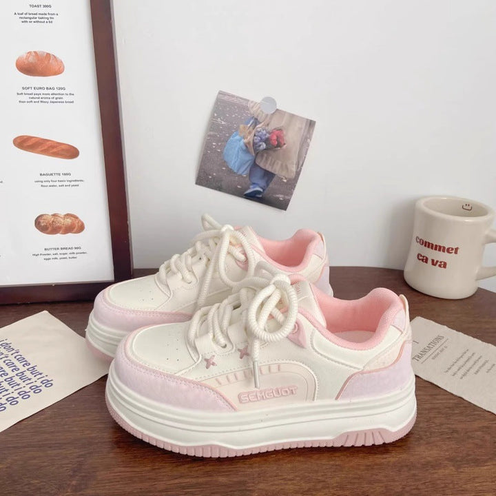 Women's Comfortable Platform Sneakers with Breathable Upper Material and Cushioning Sole Mune Fashion
