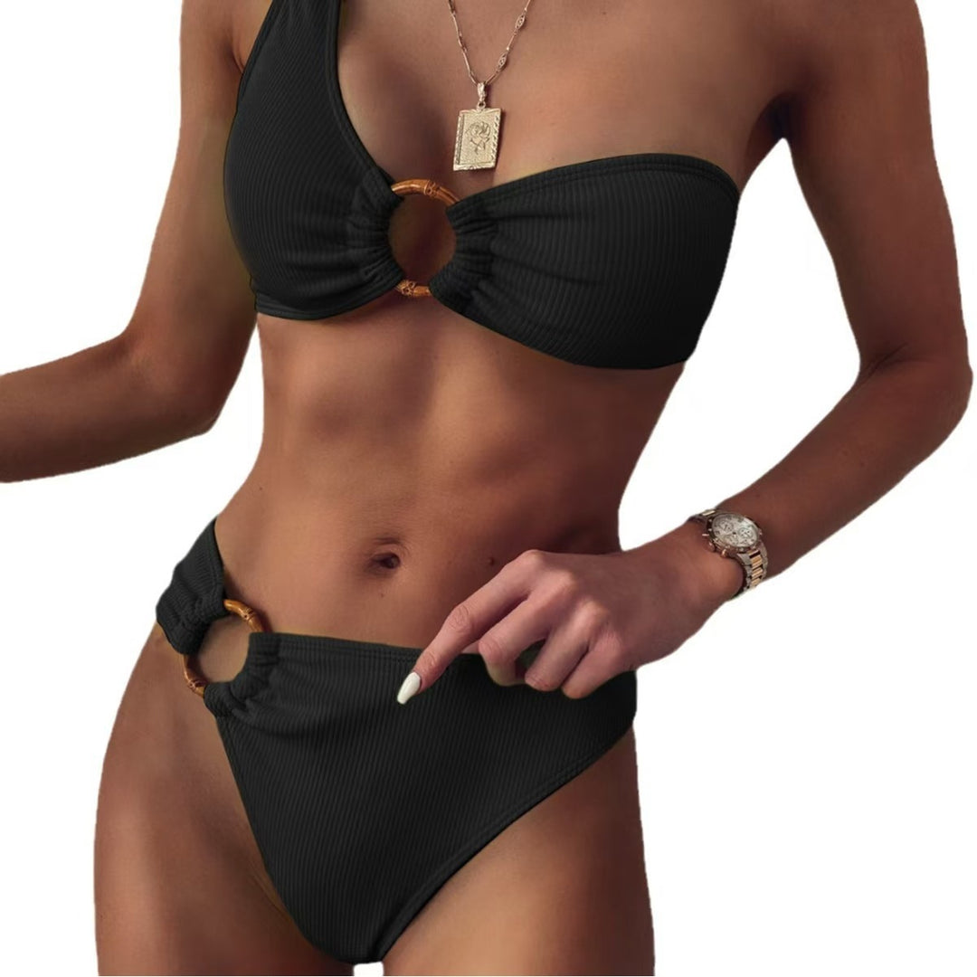 Women's Stylish Triangle Bikini with Golden Details Mune Fashion