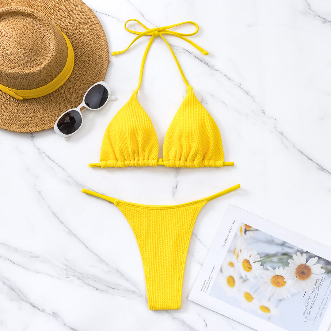 Ladies triangle bikini with textured material Mune Fashion