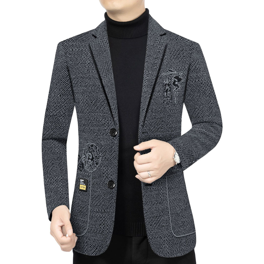 Men's Tailored Knit Blazer in Boucle Look with Patch Pockets Mune Fashion