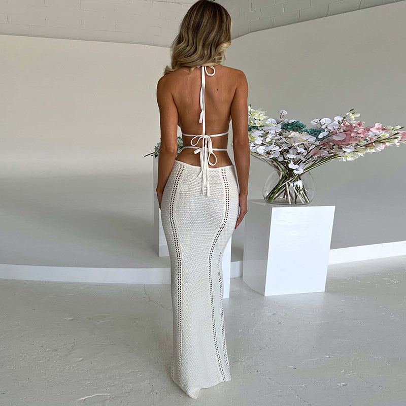Women's Maxi Beach Dress with Innovative Cut-Out Design