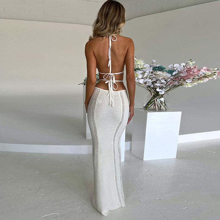 Women's Maxi Beach Dress with Innovative Cut-Out Design